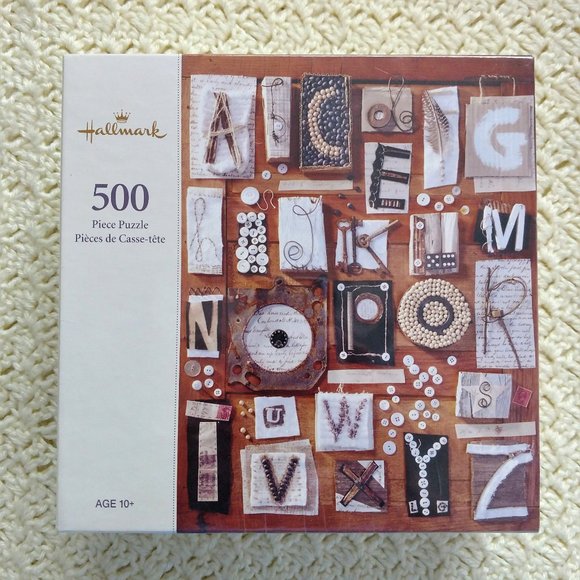 2 Adult Puzzles~NEW HALLMARK Homespun Alphabet + Lakeside Cottage with poster - Picture 2 of 8